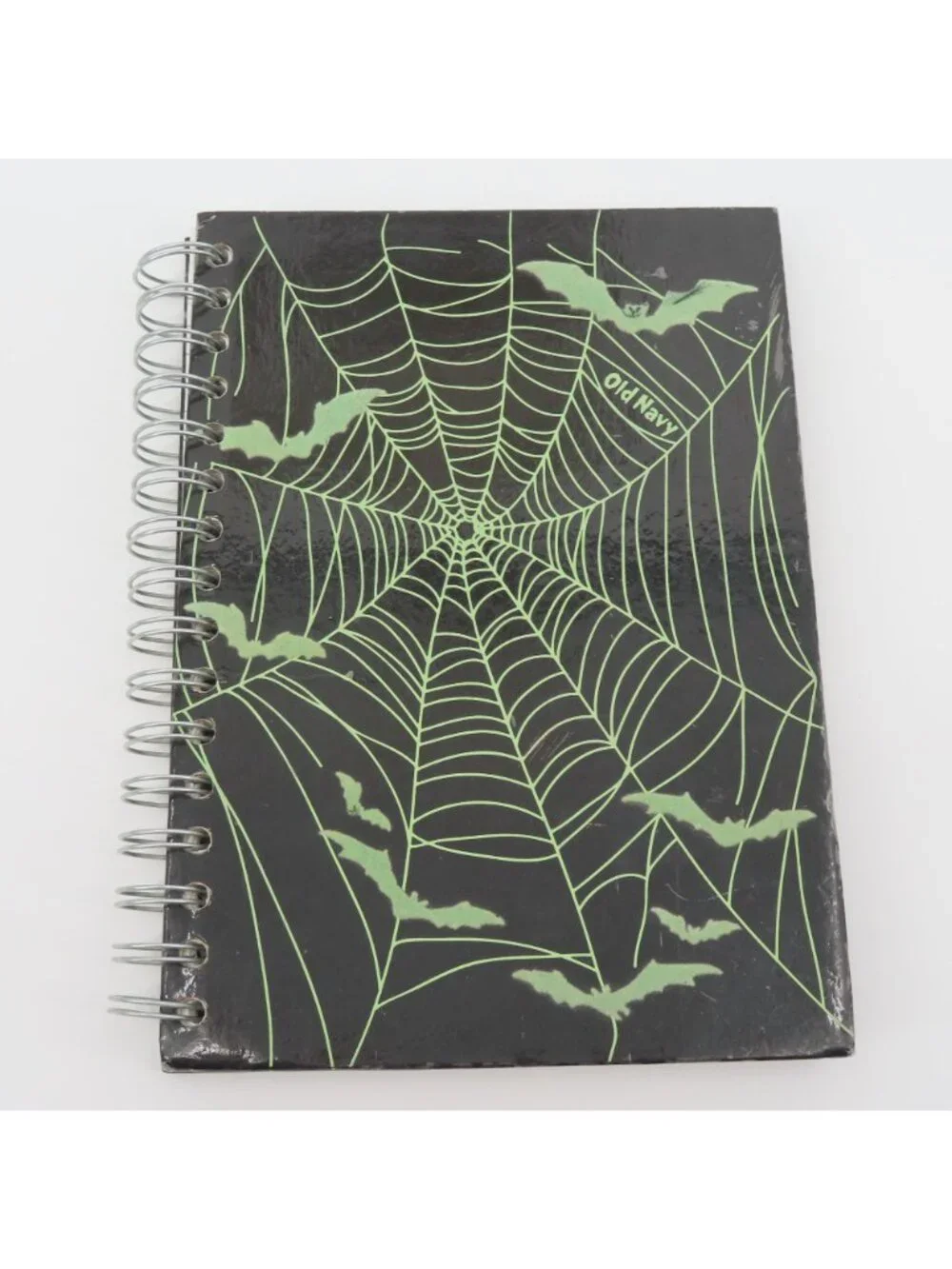 Y2K Old Navy Halloween Felt Bats Spiderweb Spiral Journal Notebook 6in x 8.5in